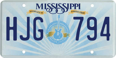 MS license plate HJG794