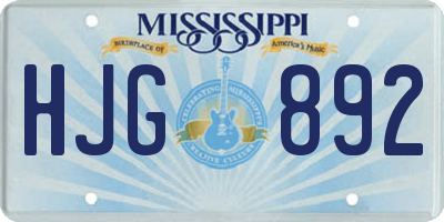 MS license plate HJG892