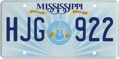 MS license plate HJG922