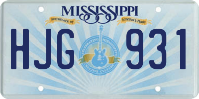 MS license plate HJG931