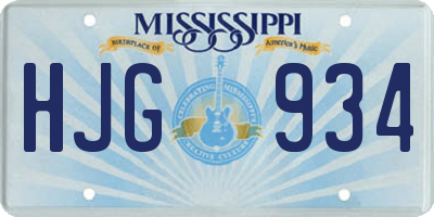 MS license plate HJG934