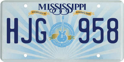 MS license plate HJG958