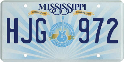 MS license plate HJG972