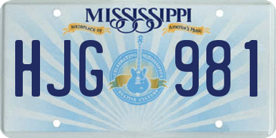 MS license plate HJG981