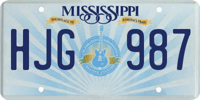MS license plate HJG987