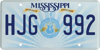 MS license plate HJG992