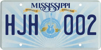 MS license plate HJH002