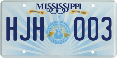 MS license plate HJH003