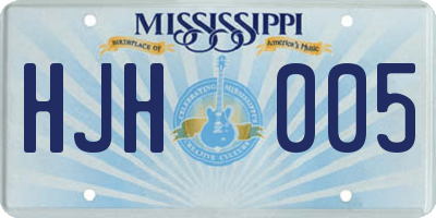 MS license plate HJH005