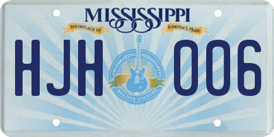 MS license plate HJH006
