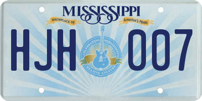 MS license plate HJH007