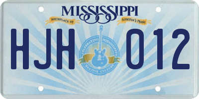 MS license plate HJH012