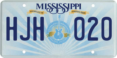 MS license plate HJH020