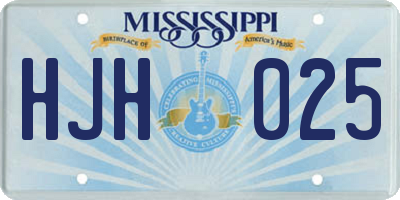MS license plate HJH025