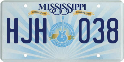 MS license plate HJH038