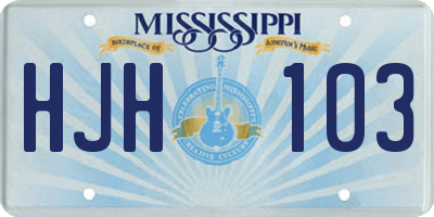 MS license plate HJH103