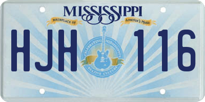 MS license plate HJH116