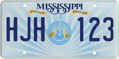 MS license plate HJH123