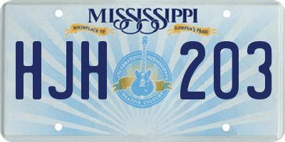 MS license plate HJH203