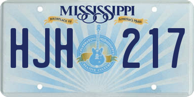 MS license plate HJH217