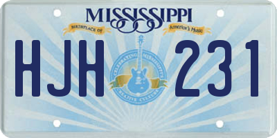 MS license plate HJH231