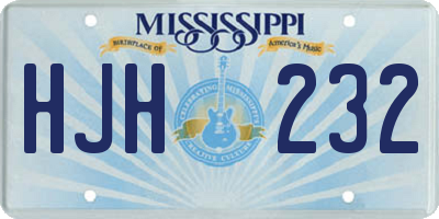 MS license plate HJH232