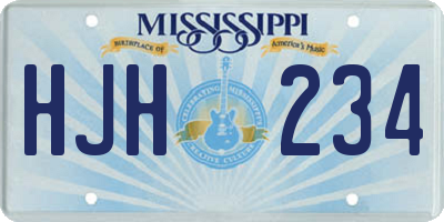 MS license plate HJH234