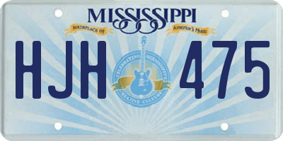 MS license plate HJH475