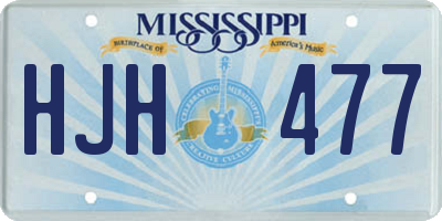MS license plate HJH477