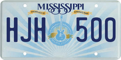 MS license plate HJH500