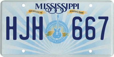 MS license plate HJH667