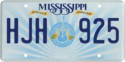 MS license plate HJH925