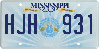 MS license plate HJH931