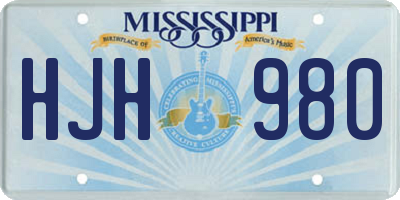 MS license plate HJH980
