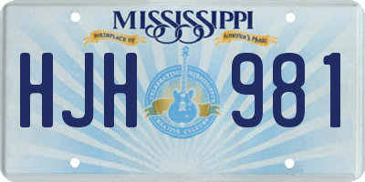 MS license plate HJH981