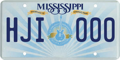 MS license plate HJI000