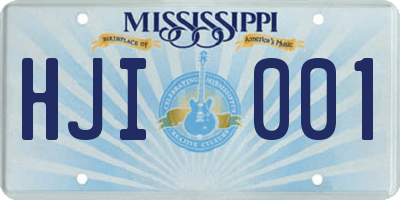 MS license plate HJI001