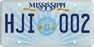 MS license plate HJI002
