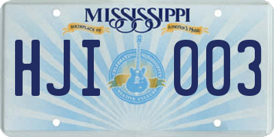 MS license plate HJI003