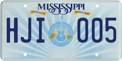MS license plate HJI005
