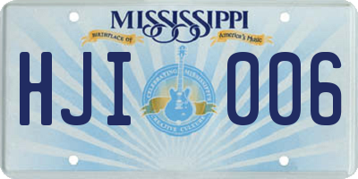 MS license plate HJI006