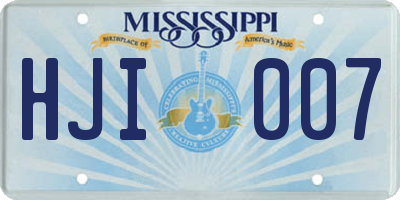 MS license plate HJI007