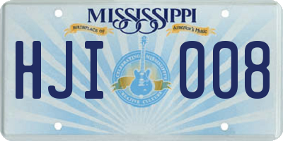 MS license plate HJI008