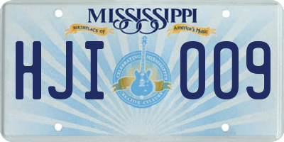 MS license plate HJI009