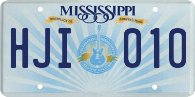 MS license plate HJI010