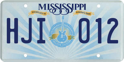 MS license plate HJI012