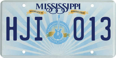 MS license plate HJI013
