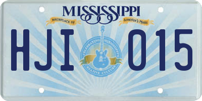 MS license plate HJI015