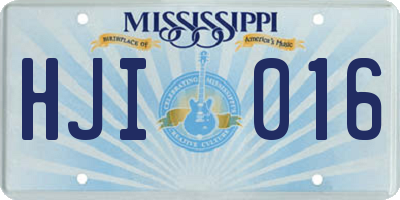 MS license plate HJI016