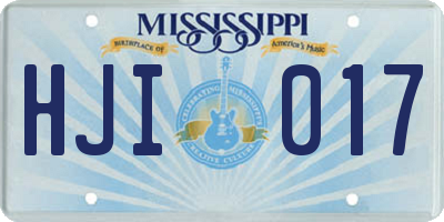 MS license plate HJI017